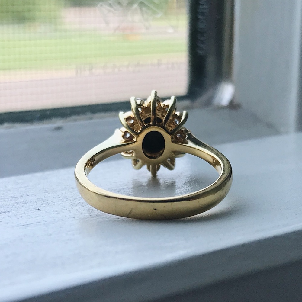 Black Stone Oval Ring with Halo Size 7 - Picture 14 of 14